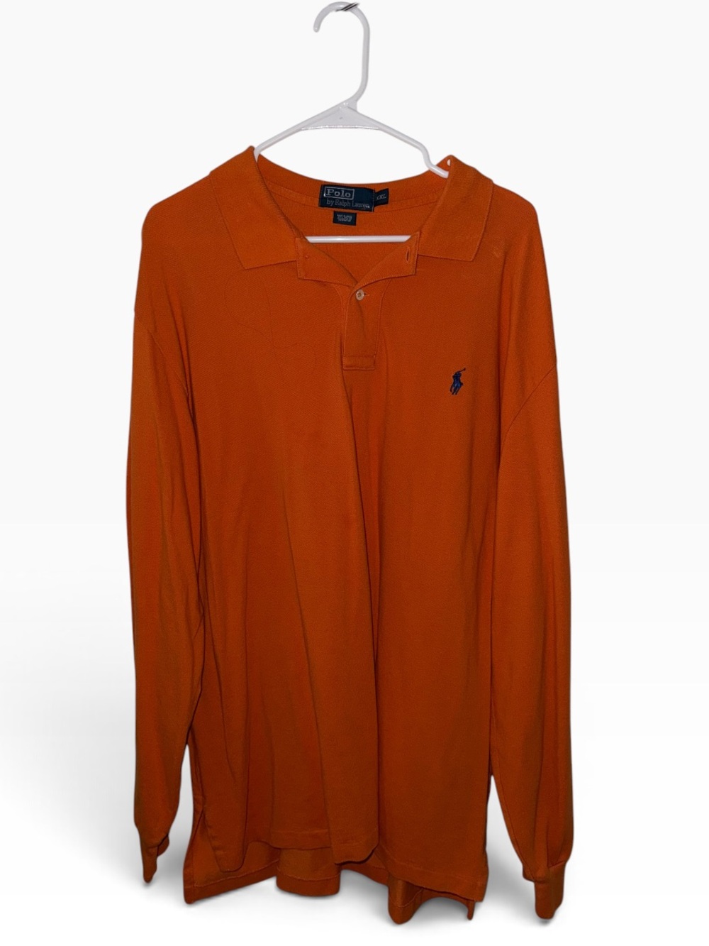 Polo by Ralph Lauren Bright Orange Long-Sleeve Polo with Green Logo 100% Cotton
